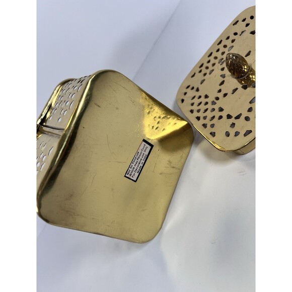 Brass Oriental Cricket Box Cage Pierced Cut‎ Out Metal Art 3.5”X 4” Trinket Box - Picture 5 of 8